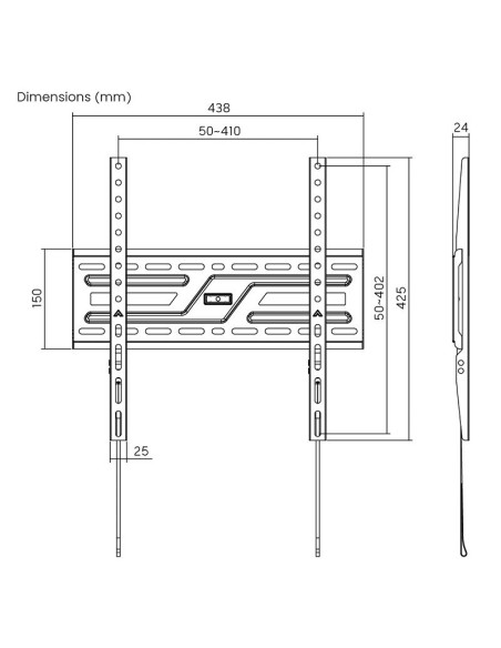POWERTECH PT-1373 ΕΠΙΤΟΙΧΙΑ 32-75", fixed 75kg