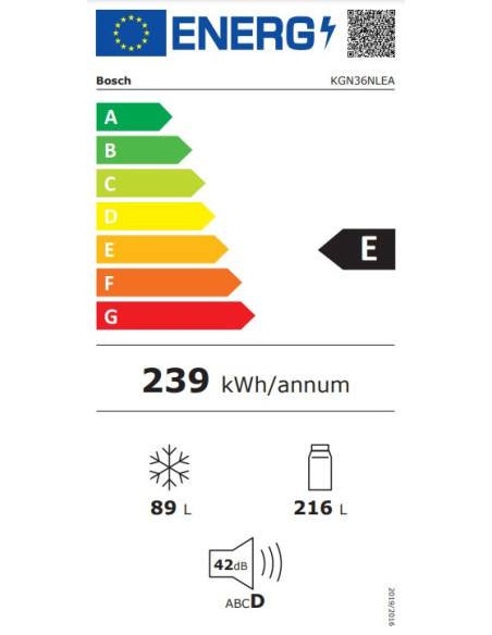 BOSCH KGN36NLEA 1,86x60  INOX NF E CLASS
